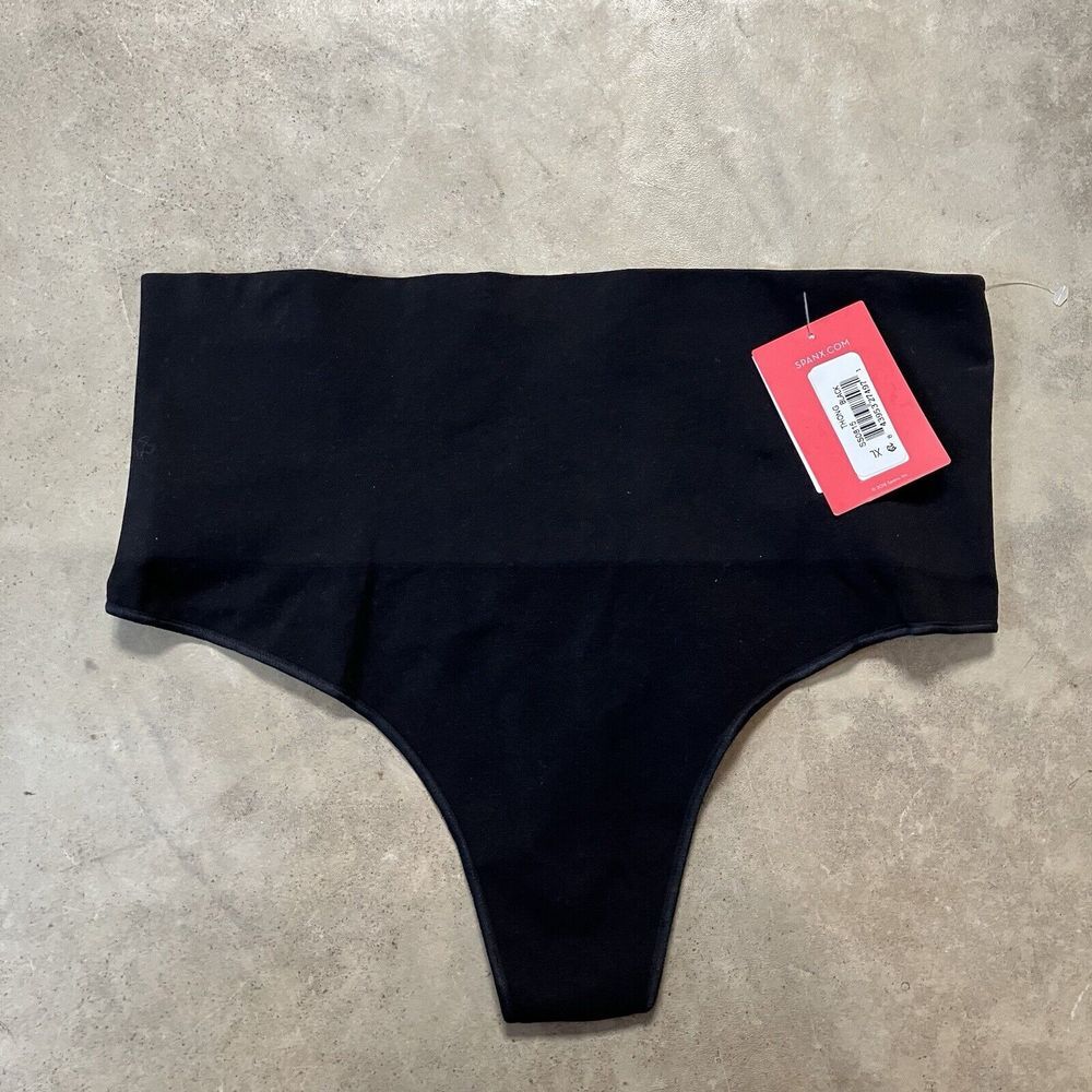Spanx Everyday Shaping Thong‎ Womens XL Black Seamless High Waist Shapewear
